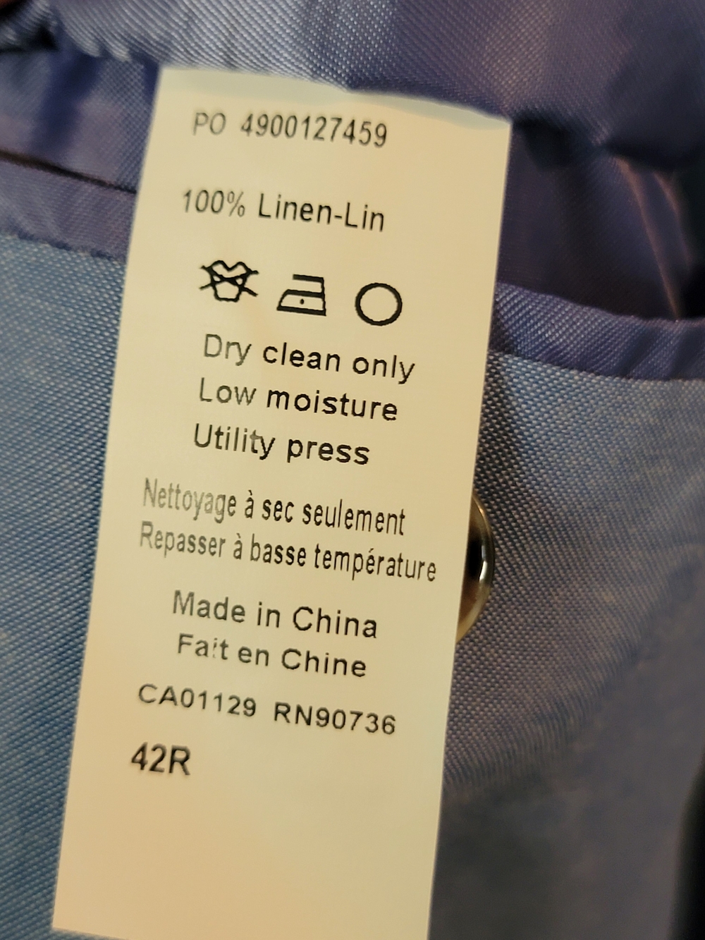 TALLIA Slim Fit Blue Multi-Color Plaid 100% Linen Sport Coat 42R - Picture 4 of 16